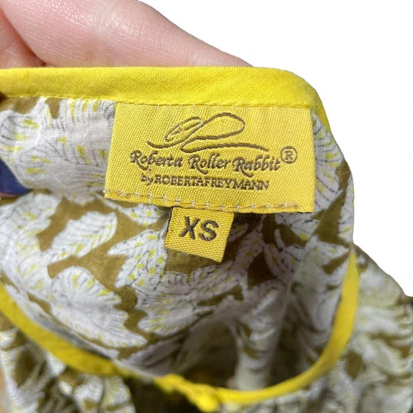 Roberta Roller Rabbit Yellow and Brown Floral Print Peasant Top Size XS - Picture 7 of 9